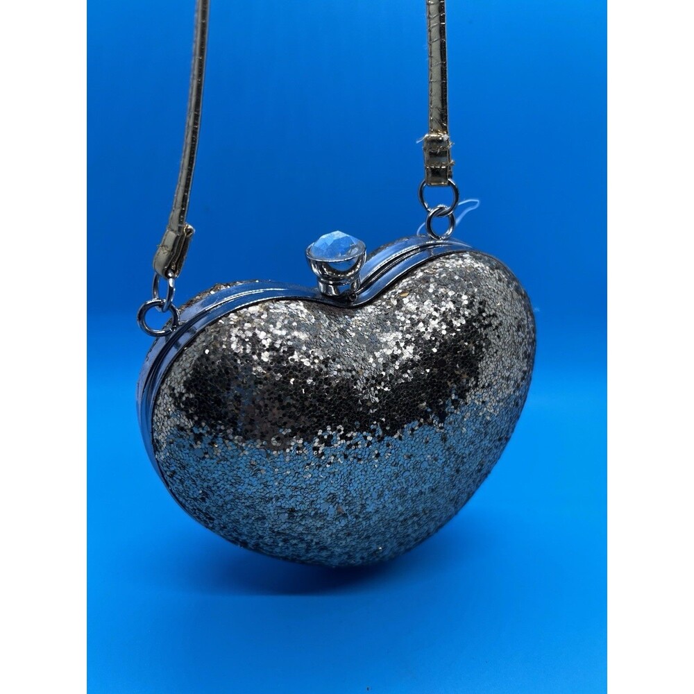 gold Crystal Heart Clutch Purse Chain Strap Rhinestone Evening Bag gap kids